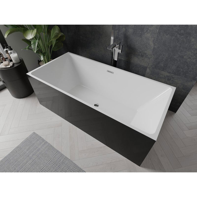 Mexen Nita baignoire autoportante 170 x 80 cm, blanche/noire, trop-plein chromé - 52091708075-01
