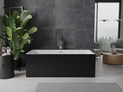Baignoire Mexen Nita indépendante 170 x 80 cm, blanche/noire, trop-plein chromé - 52091708075-01
