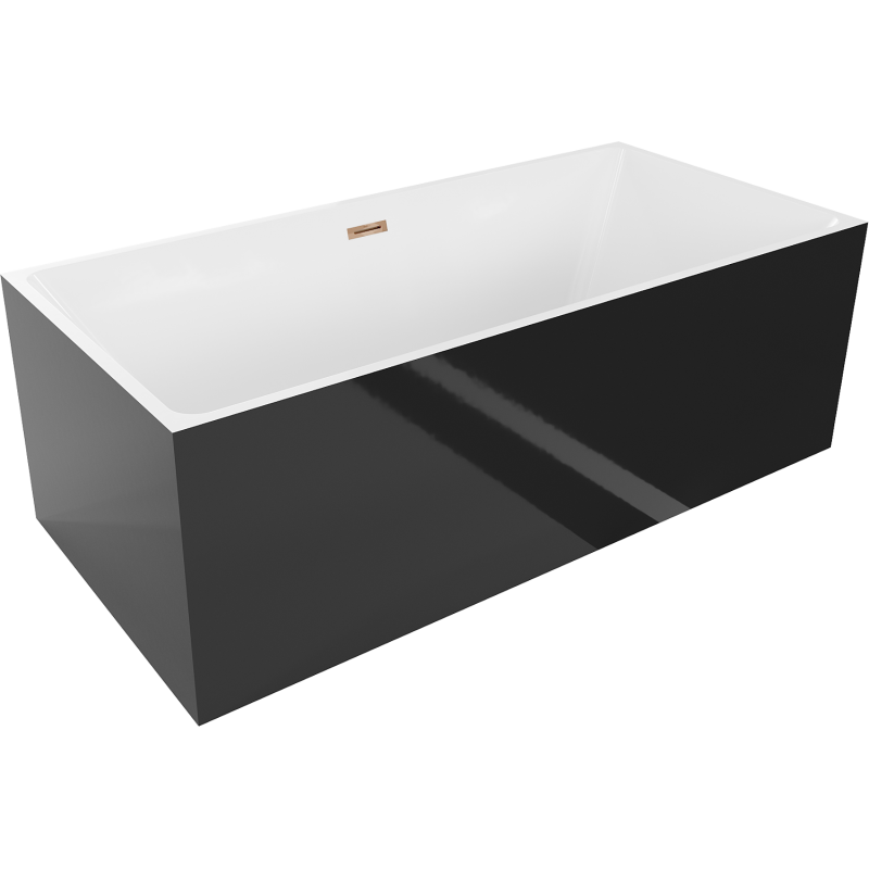 Mexen Nita baignoire autoportante 170 x 80 cm, blanche/noire, trop-plein or rose - 52091708075-60