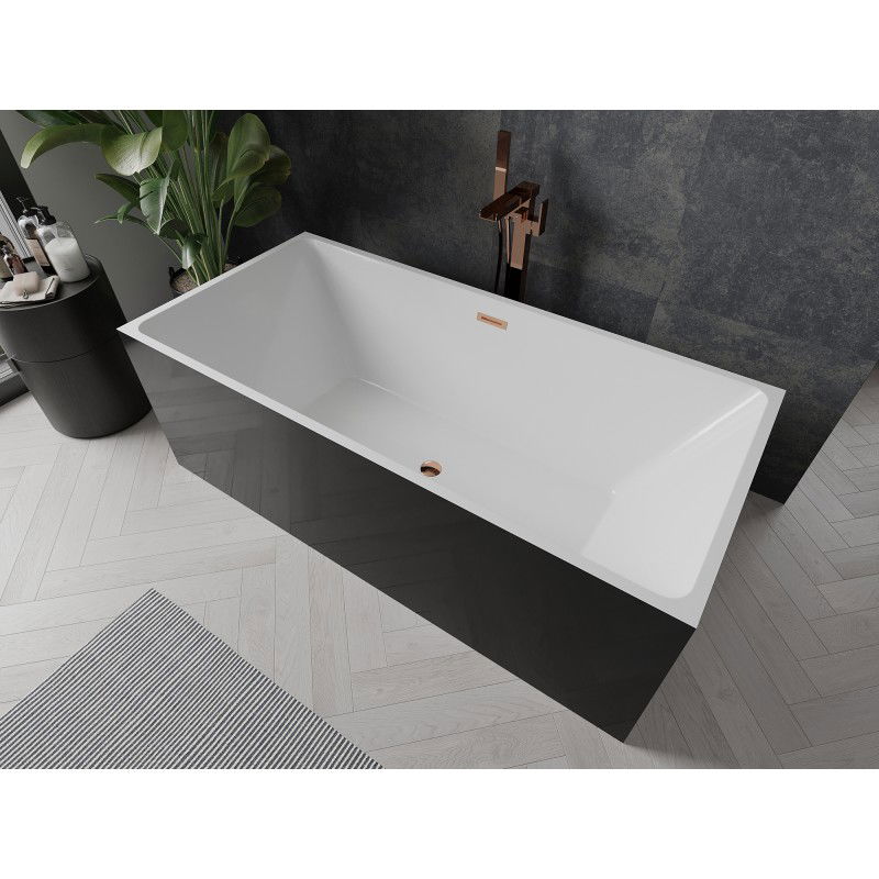 Mexen Nita baignoire autoportante 170 x 80 cm, blanche/noire, trop-plein or rose - 52091708075-60