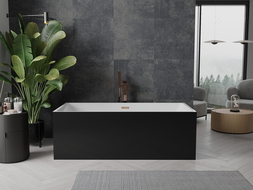 Mexen Nita baignoire autoportante 170 x 80 cm, blanche/noire, trop plein en or rose - 52091708075-60