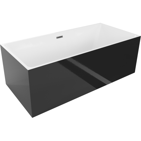 Baignoire autoportante Mexen Nita 170 x 80 cm, blanche/noire, trop-pleine gun gray brossé - 52091708075-66