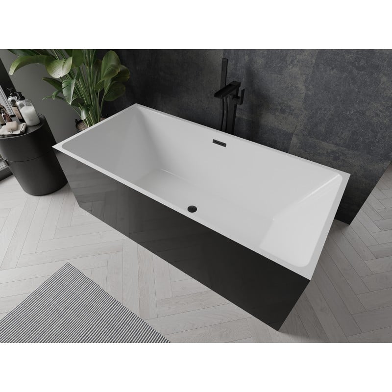 Mexen Nita baignoire autoportante 170 x 80 cm, blanche/noire, trop-plein noir - 52091708075-70