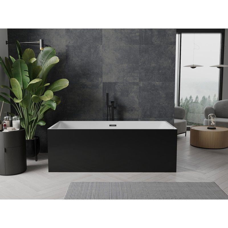 Mexen Nita baignoire autoportante 170 x 80 cm, blanche/noire, trop-plein noir - 52091708075-70