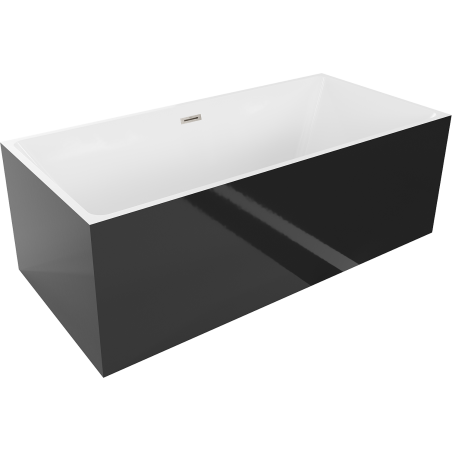 Mexen Nita baignoire autoportante 170 x 80 cm, blanche/noire, trop-plein en nickel brossé - 52091708075-97