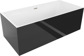 Mexen Nita baignoire autoportante 170 x 80 cm, blanche/noire, bonde en nickel brossé - 52091708075-97