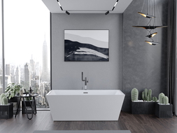 Mexen Lita baignoire autoportante 170 x 75 cm, blanche, trop-plein chromé - 52121707500-01