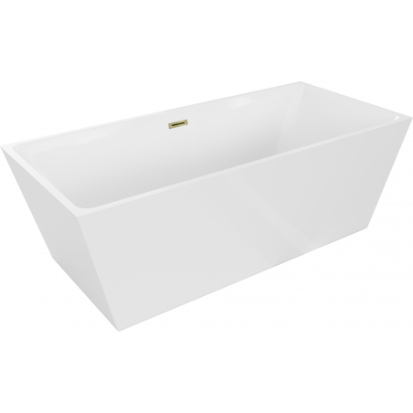 Baignoire îlot Mexen Lita 170 x 75 cm, blanche, trop plein doré - 52121707500-50