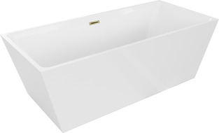 Baignoire îlot Mexen Lita 170 x 75 cm, blanche, trop plein doré - 52121707500-50