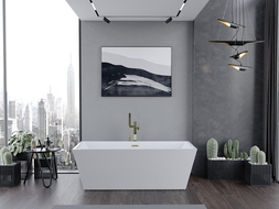 Baignoire Mexen Lita autoportante 170 x 75 cm, blanche, évacuation en acier brossé - 52121707500-55