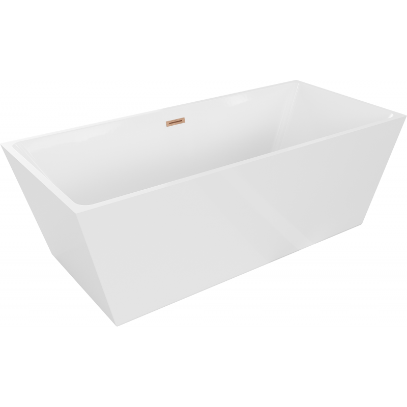 Baignoire indépendante Mexen Lita 170 x 75 cm, blanche, siphon en laiton brossé - 52121707500-65