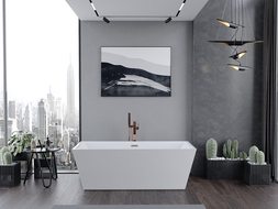 Baignoire indépendante Mexen Lita 170 x 75 cm, blanche, siphon en laiton brossé - 52121707500-65