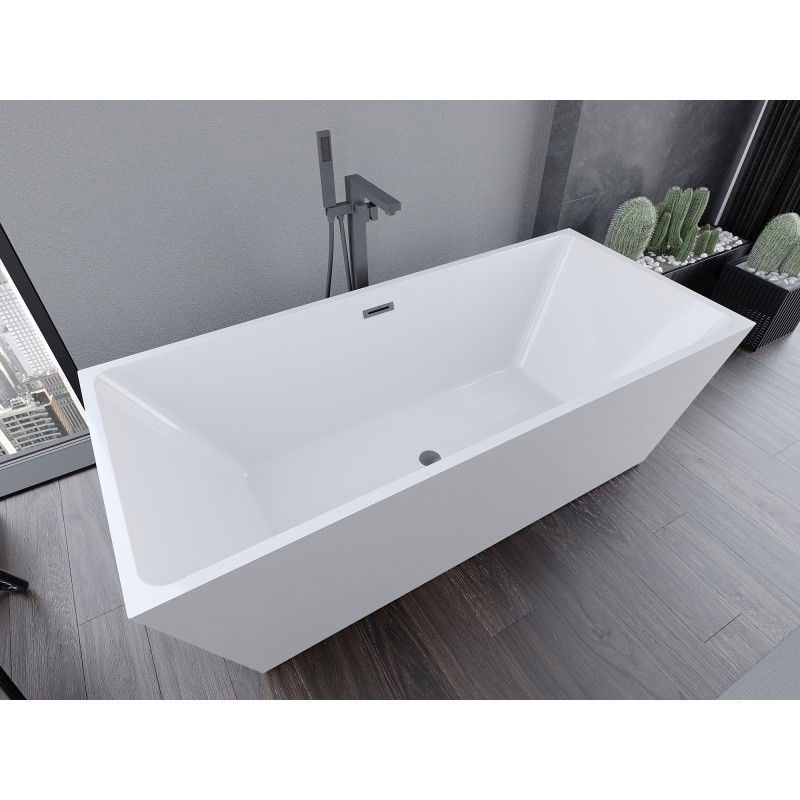 Mexen Lita baignoire autoportante 170 x 75 cm, blanche, trop-plein gun gray brossé - 52121707500-66