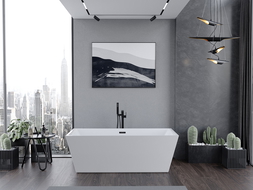 Baignoire Mexen Lita autoportante 170 x 75 cm, blanche, drainage noir - 52121707500-70