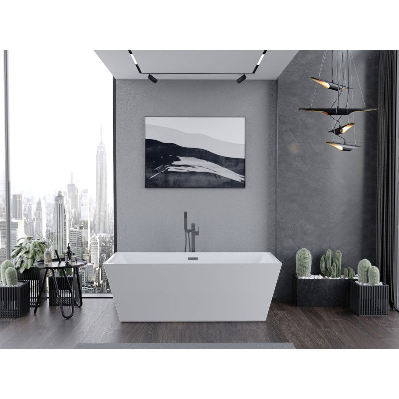 Mexen Lita baignoire autoportante 170 x 75 cm, blanche, trop-plein gun metal - 52121707500-95