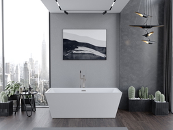 Baignoire Mexen Lita autoportante 170 x 75 cm, blanche, évacuation en nickel brossé - 52121707500-97