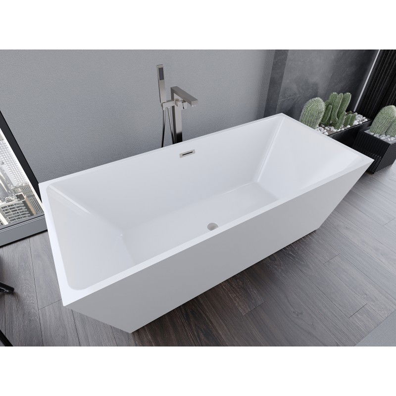 Mexen Lita baignoire autoportante 170 x 75 cm, blanche, trop-plein nickel brossé - 52121707500-97