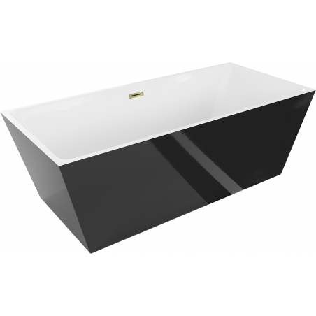 Bain autoportant Mexen Lita 170 x 75 cm, blanc/noir, évacuation dorée - 52121707575-50