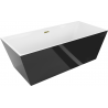 Bain autoportant Mexen Lita 170 x 75 cm, blanc/noir, évacuation dorée - 52121707575-50
