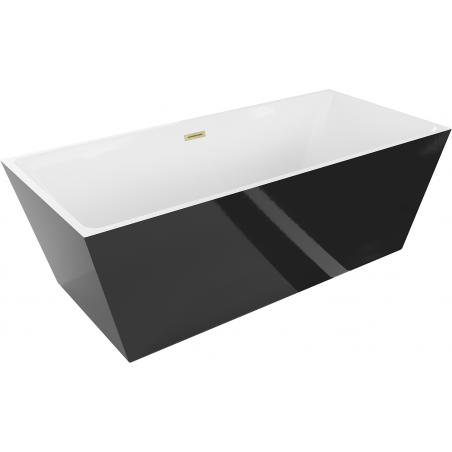 Baignoire Mexen Lita autoportante 170 x 75 cm, blanche/noire, évacuation en or brossé - 52121707575-55