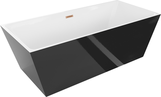 Baignoire Mexen Lita freestanding 170 x 75 cm, blanche/noire, évacuation en cuivre brossé - 52121707575-65