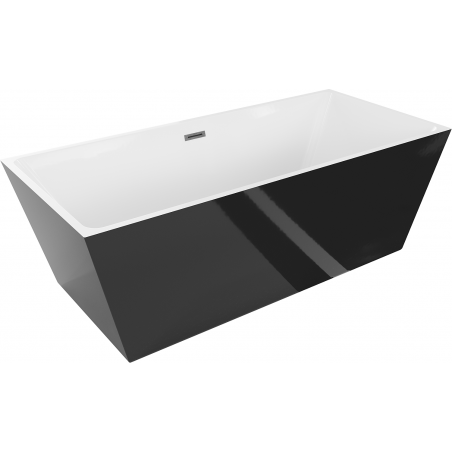 Baignoire Mexen Lita autoportante 170 x 75 cm, blanc/noir, trop-plein gris foncé brossé - 52121707575-66