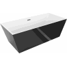 Baignoire Mexen Lita autoportante 170 x 75 cm, blanc/noir, trop-plein gris foncé brossé - 52121707575-66