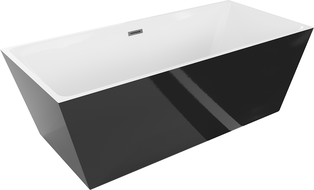 Mexen Lita baignoire autoportante 170 x 75 cm, blanc/noir, trop-plein gun gray brossé - 52121707575-66