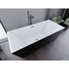 Baignoire Mexen Lita autoportante 170 x 75 cm, blanc/noir, trop-plein gris foncé brossé - 52121707575-66