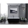 Baignoire Mexen Lita autoportante 170 x 75 cm, blanc/noir, trop-plein gris foncé brossé - 52121707575-66