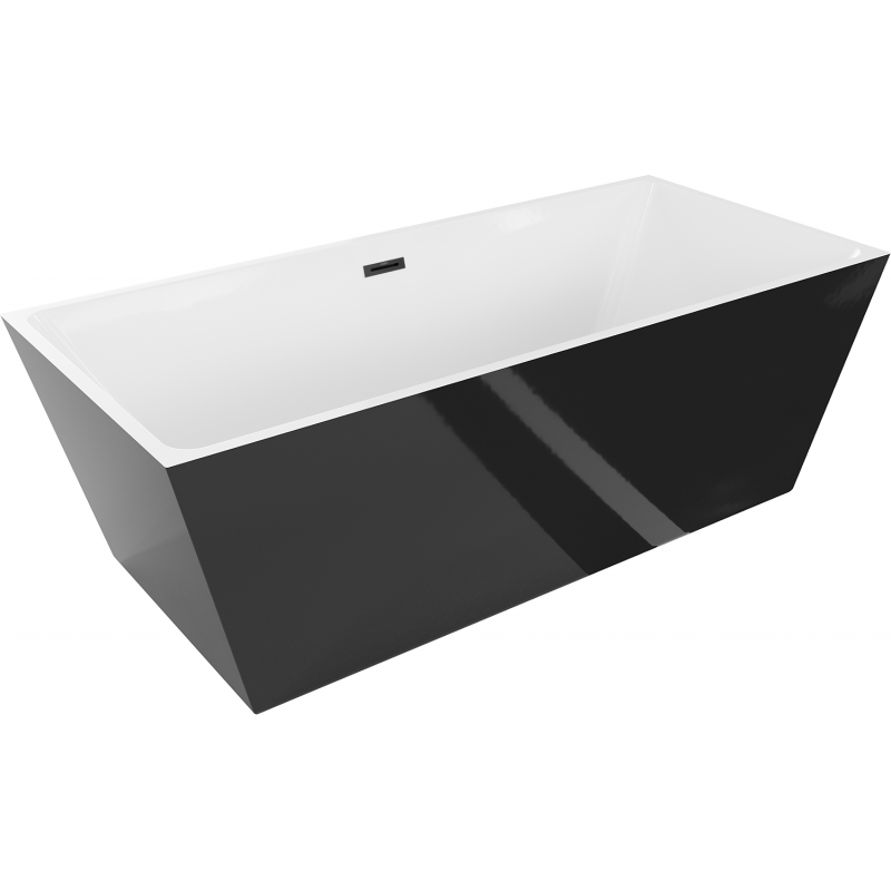 Baignoire autoportante Mexen Lita 170 x 75 cm, blanche/noire, trop-plein noir - 52121707575-70