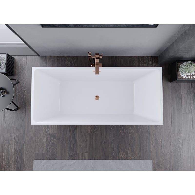 Mexen Lita baignoire autoportante 170 x 75 cm, blanche/noire, trop-plein or rose - 52121707575-60