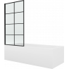Baignoire rectangulaire Mexen Vega 180 x 80 cm avec housse et paroi 1-volet 70 cm, motif noir fixe - 550118080X9307007077