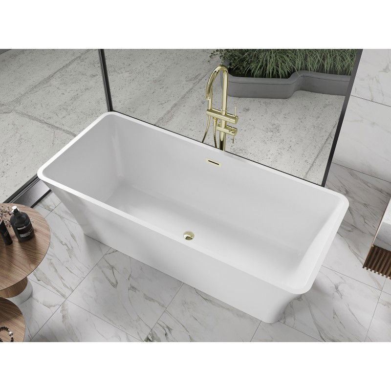 Mexen Tonia baignoire autoportante 170 x 75 cm, blanche, trop-plein doré - 52171707500-50