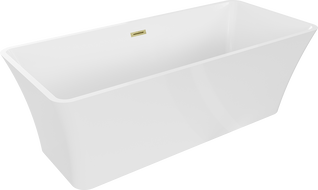 Mexen Tonia baignoire autoportante 170 x 75 cm, blanche, trop-plein doré brossé - 52171707500-55