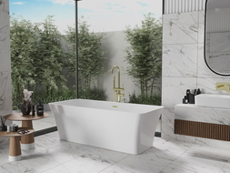 Mexen Tonia baignoire autonome 170 x 75 cm, blanche, trop-plein en or brossé - 52171707500-55
