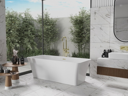 Mexen Tonia baignoire autoportante 170 x 75 cm, blanche, trop-plein doré brossé - 52171707500-55