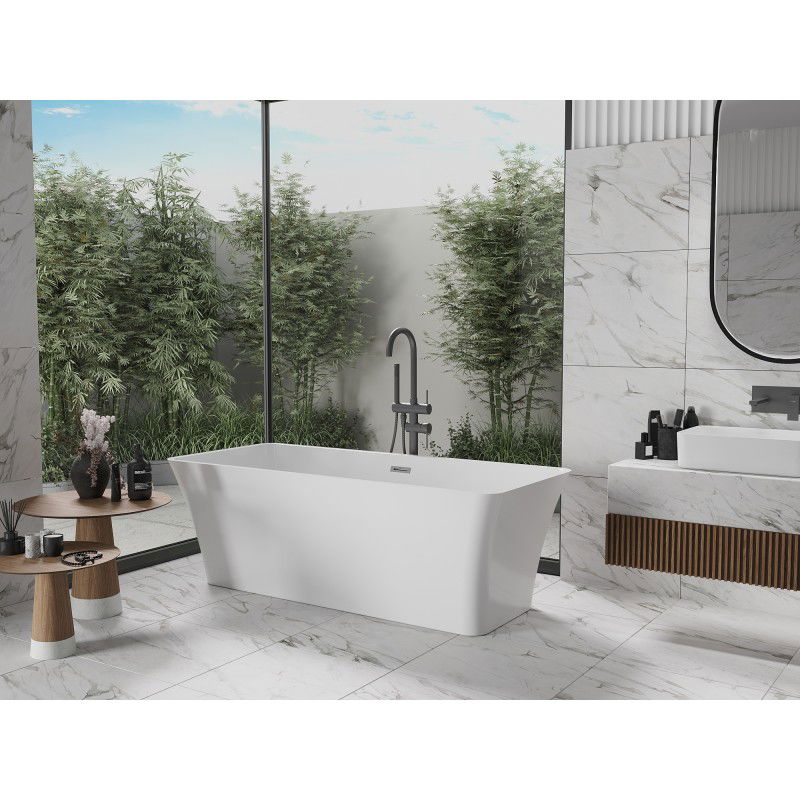 Mexen Tonia baignoire autoportante 170 x 75 cm, blanche, trop-plein gun gray brossé - 52171707500-66