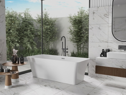 Baignoire autonome Mexen Tonia 170 x 75 cm, blanche, exutoire gris foncé brossé - 52171707500-66