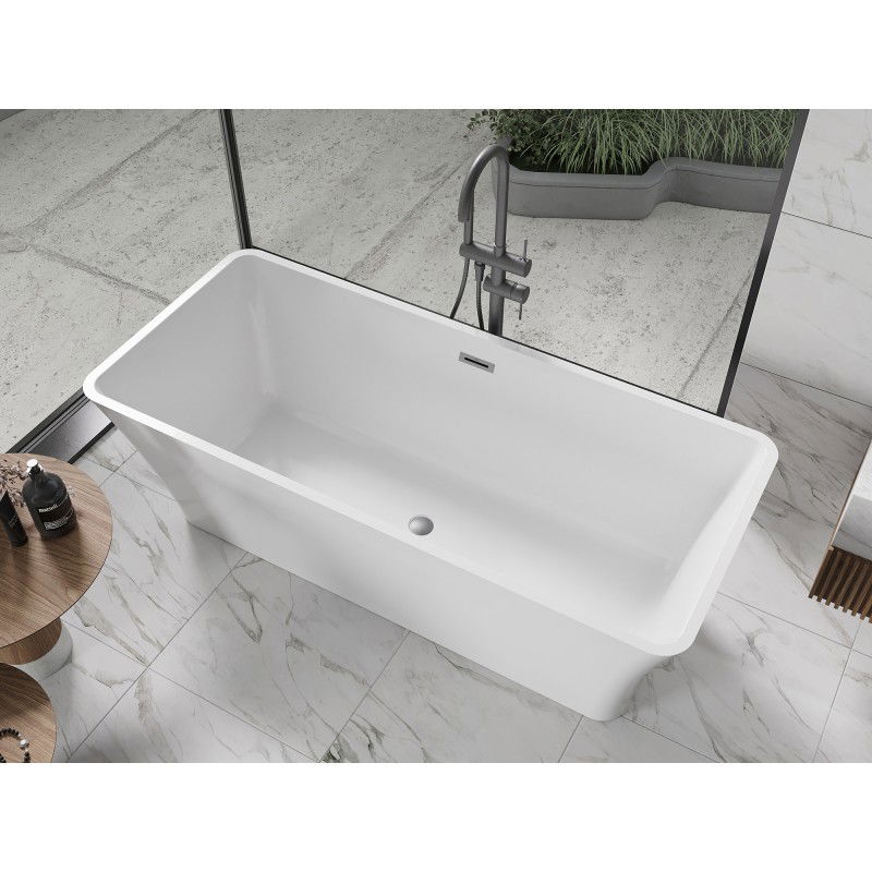 Mexen Tonia baignoire autoportante 170 x 75 cm, blanche, trop-plein gun metal - 52171707500-95