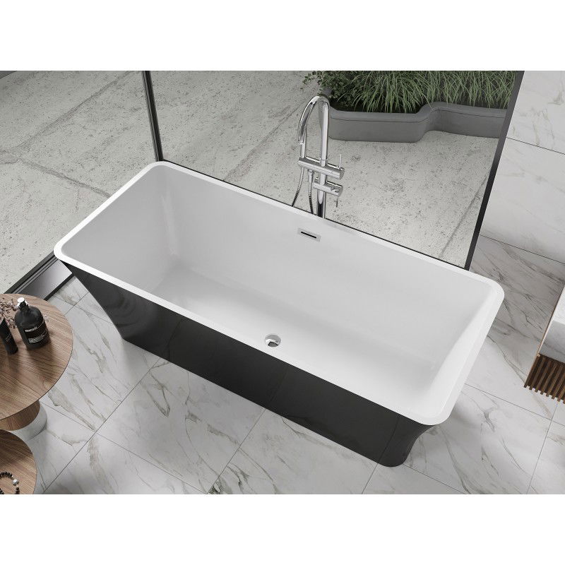 Mexen Tonia baignoire autoportante 170 x 75 cm, blanc/noir, trop-plein chromé - 52171707575-01