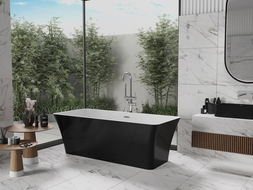 Mexen Tonia baignoire autoportante 170 x 75 cm, blanc/noir, trop-plein chromé - 52171707575-01