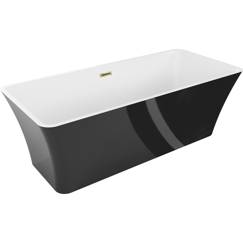 Mexen Tonia baignoire autoportante 170 x 75 cm, blanc/noir, trop-plein doré - 52171707575-50