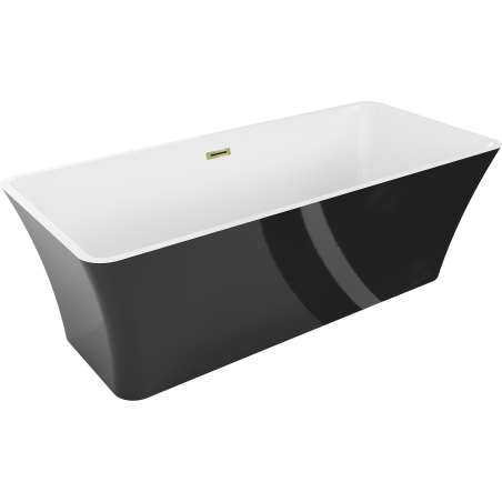 Mexen Tonia baignoire autoportante 170 x 75 cm, blanc/noir, trop-plein doré - 52171707575-50