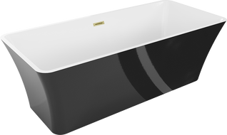 Mexen Tonia baignoire autoportante 170 x 75 cm, blanc/noir, trop-plein doré brossé - 52171707575-55