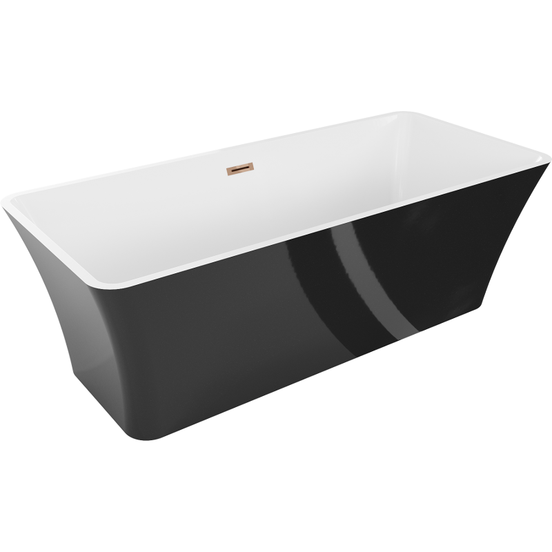 Mexen Tonia baignoire autoportante 170 x 75 cm, blanche/noire, trop-plein or rose - 52171707575-60