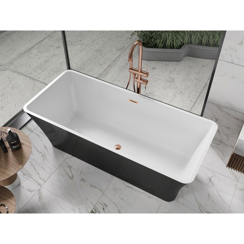 Mexen Tonia baignoire autoportante 170 x 75 cm, blanche/noire, trop-plein or rose - 52171707575-60