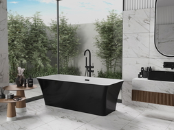 Baignoire Mexen Tonia autoportante 170 x 75 cm, blanche/noire, trop-plein noir - 52171707575-70