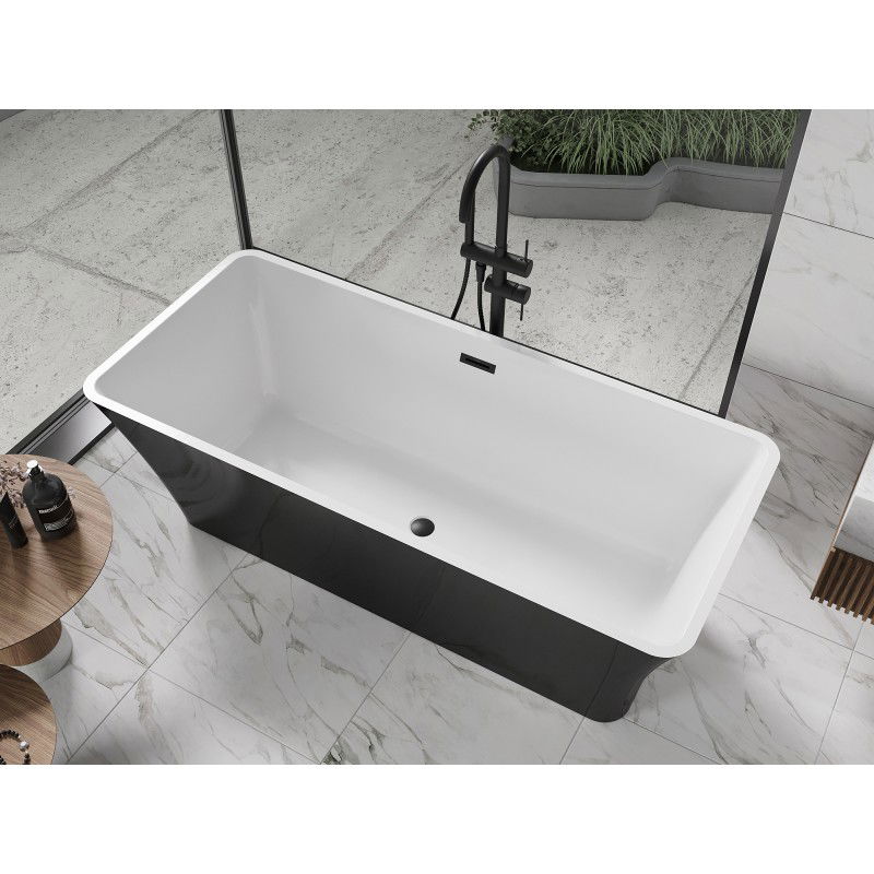 Mexen Tonia baignoire autoportante 170 x 75 cm, blanche/noire, trop-plein noir - 52171707575-70