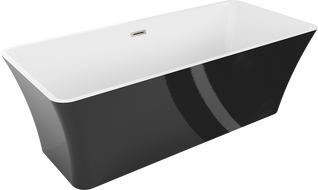 Mexen Tonia baignoire autoportante 170 x 75 cm, blanche/noire, trop-plein nickel brossé - 52171707575-97